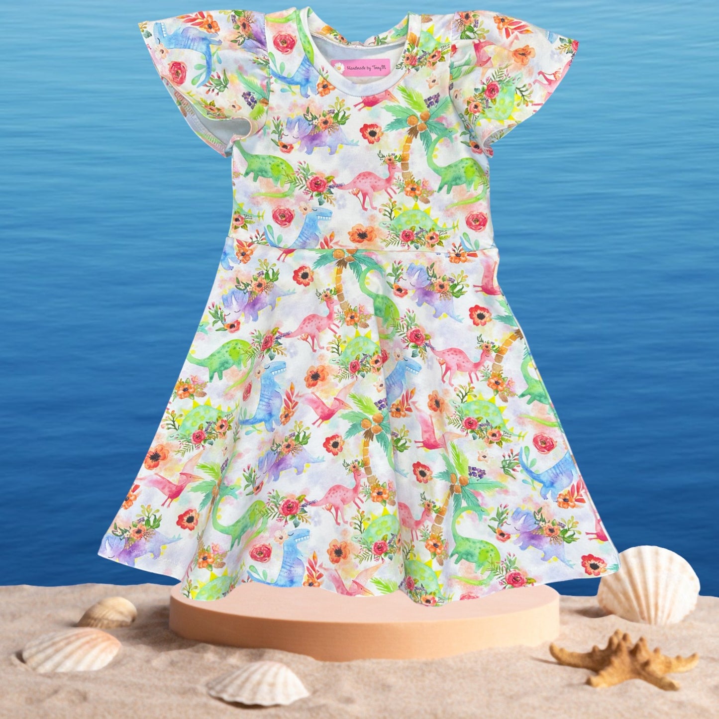 Rainbow Dinosaur Dress - Size 4