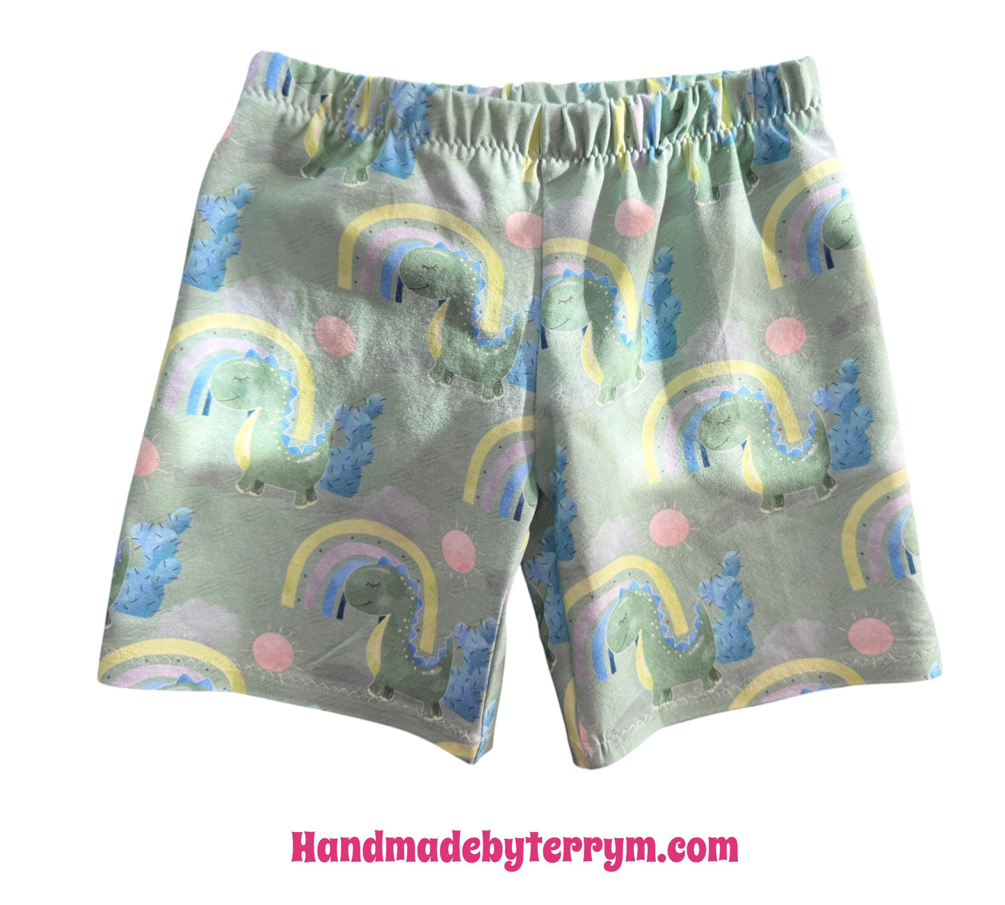 (1856) Green Dino T-Shirt & Shorts Set - Size 3