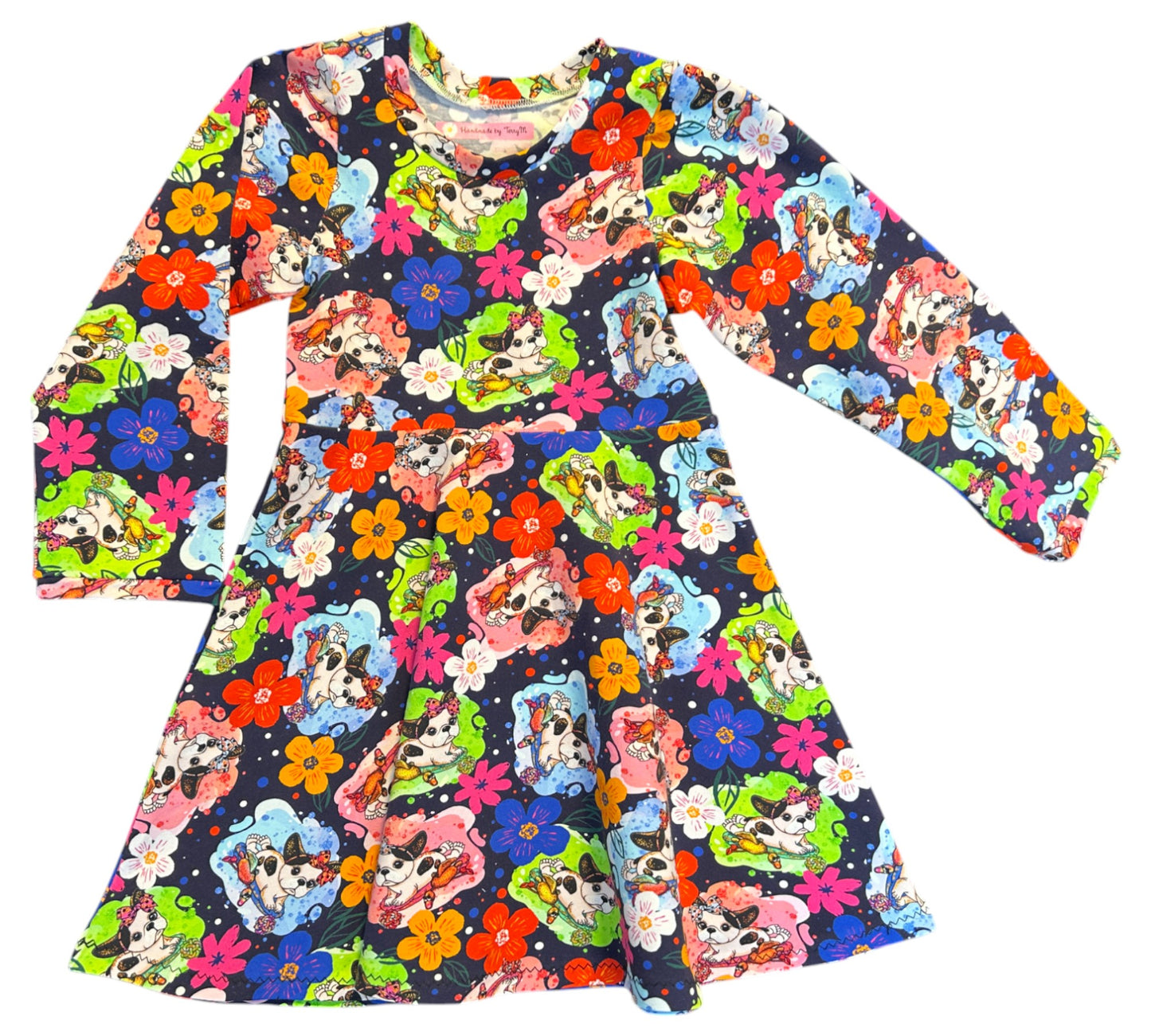 Cute Dog Dress with Long Sleeves - Size 4