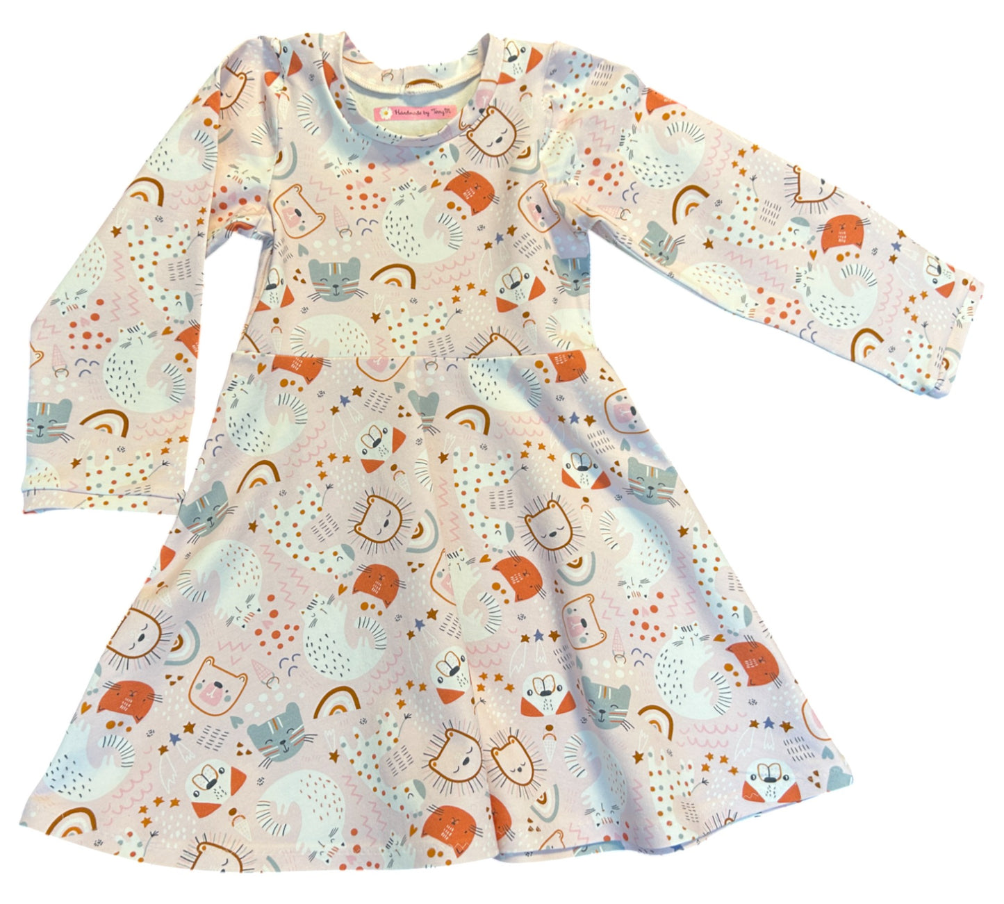 Cat Face Dress with Long Sleeves - Size 4