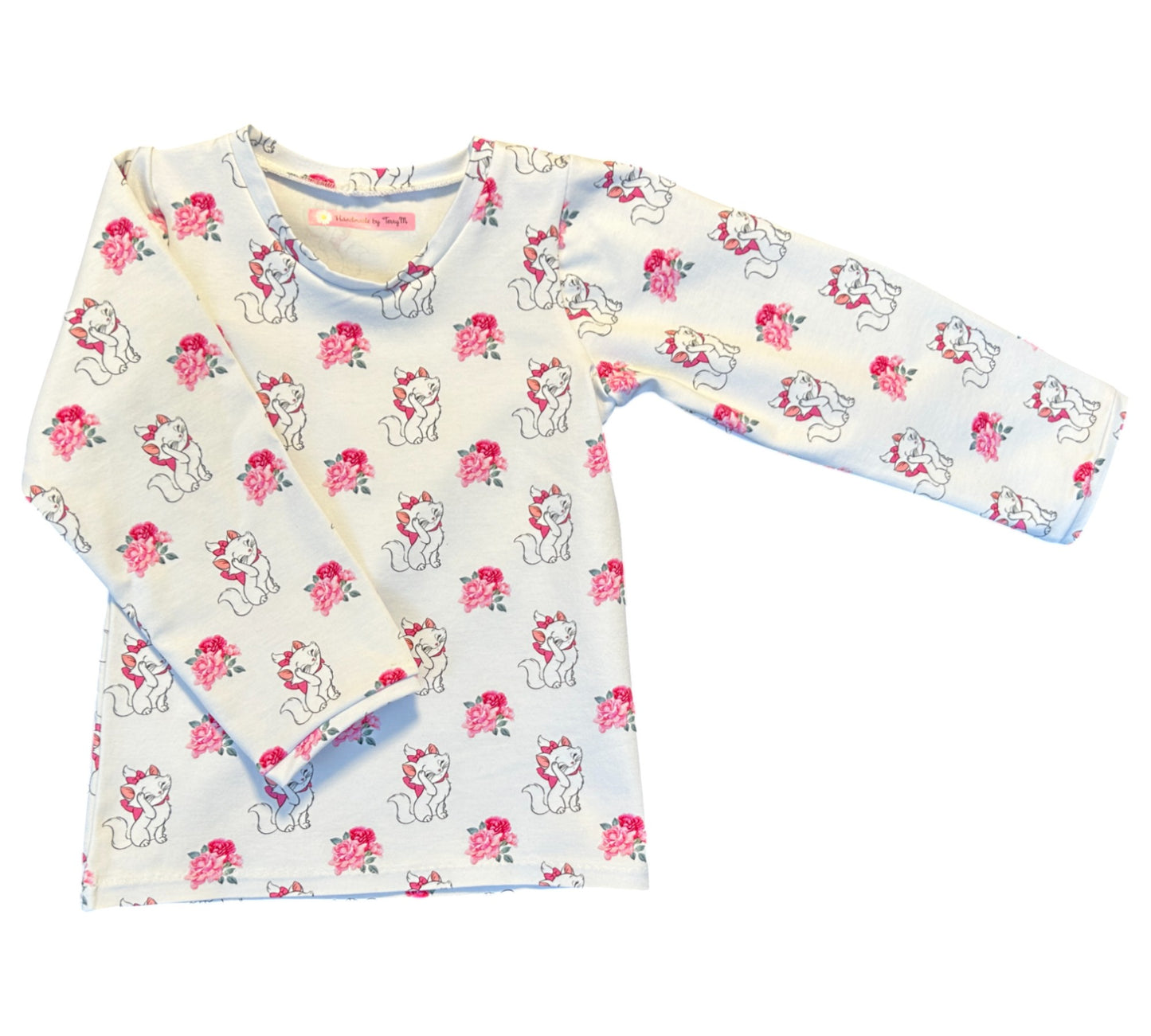 Cute White Cat Long Sleeve T-Shirt - Sized 4