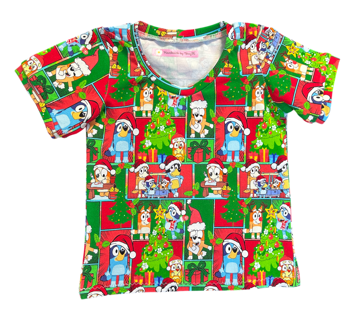 Patchwork Bluey Christmas T-Shirt - Size 1