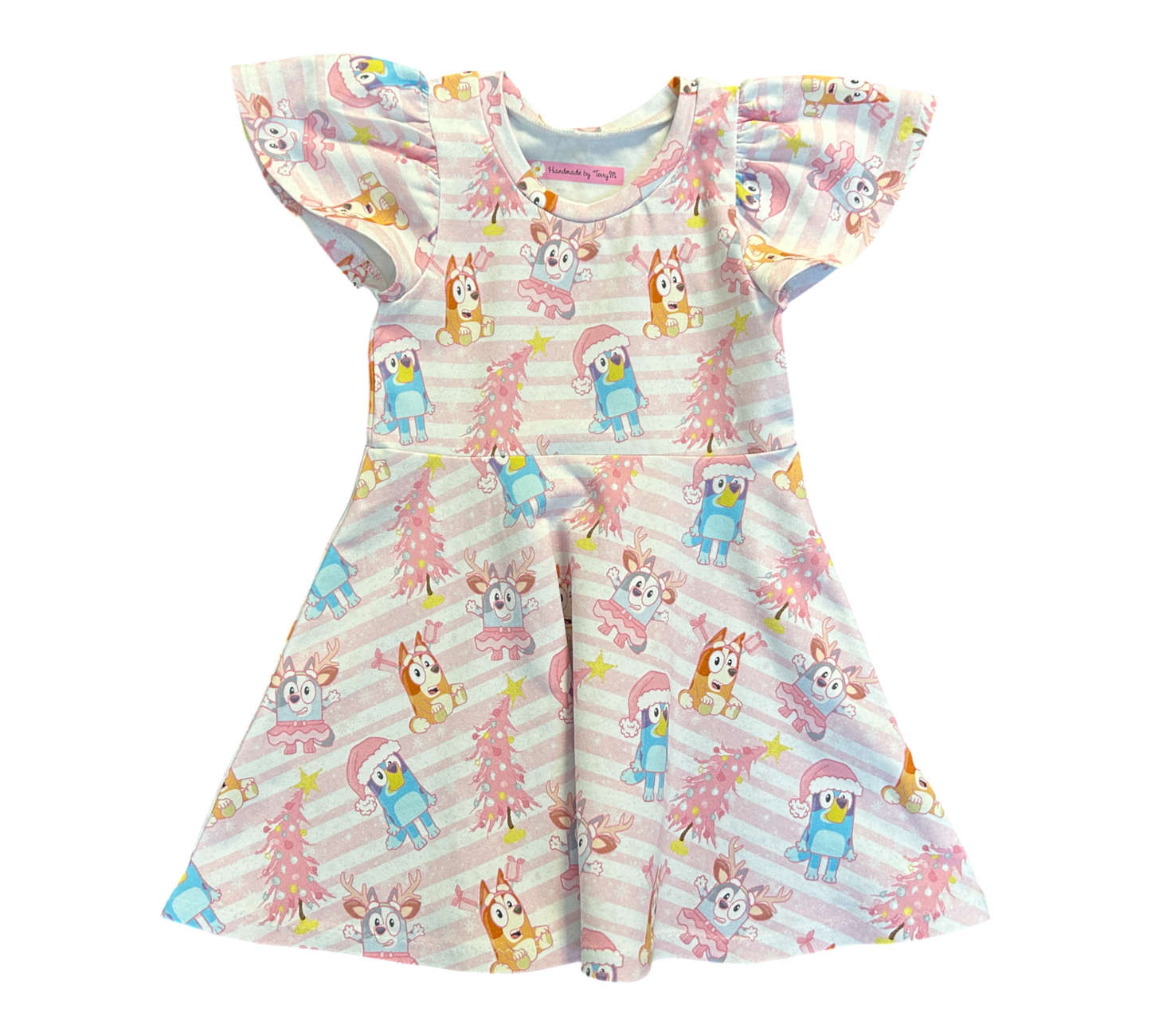 Pink Bluey Christmas Dress - Size 2