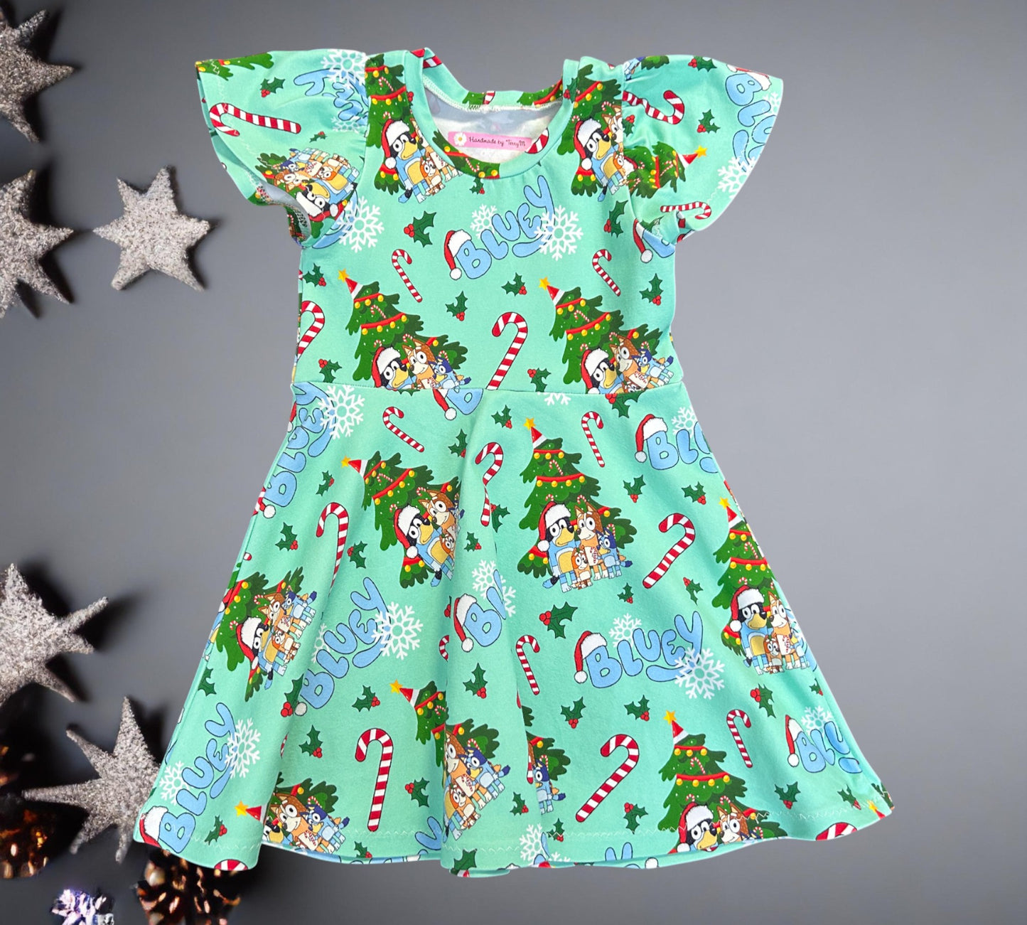 Green Xmas Bluey Dress - Size 6