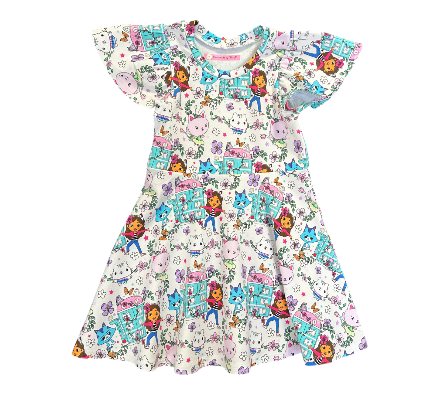 White & Blue Cat friends (Gabby) girls dress size 3