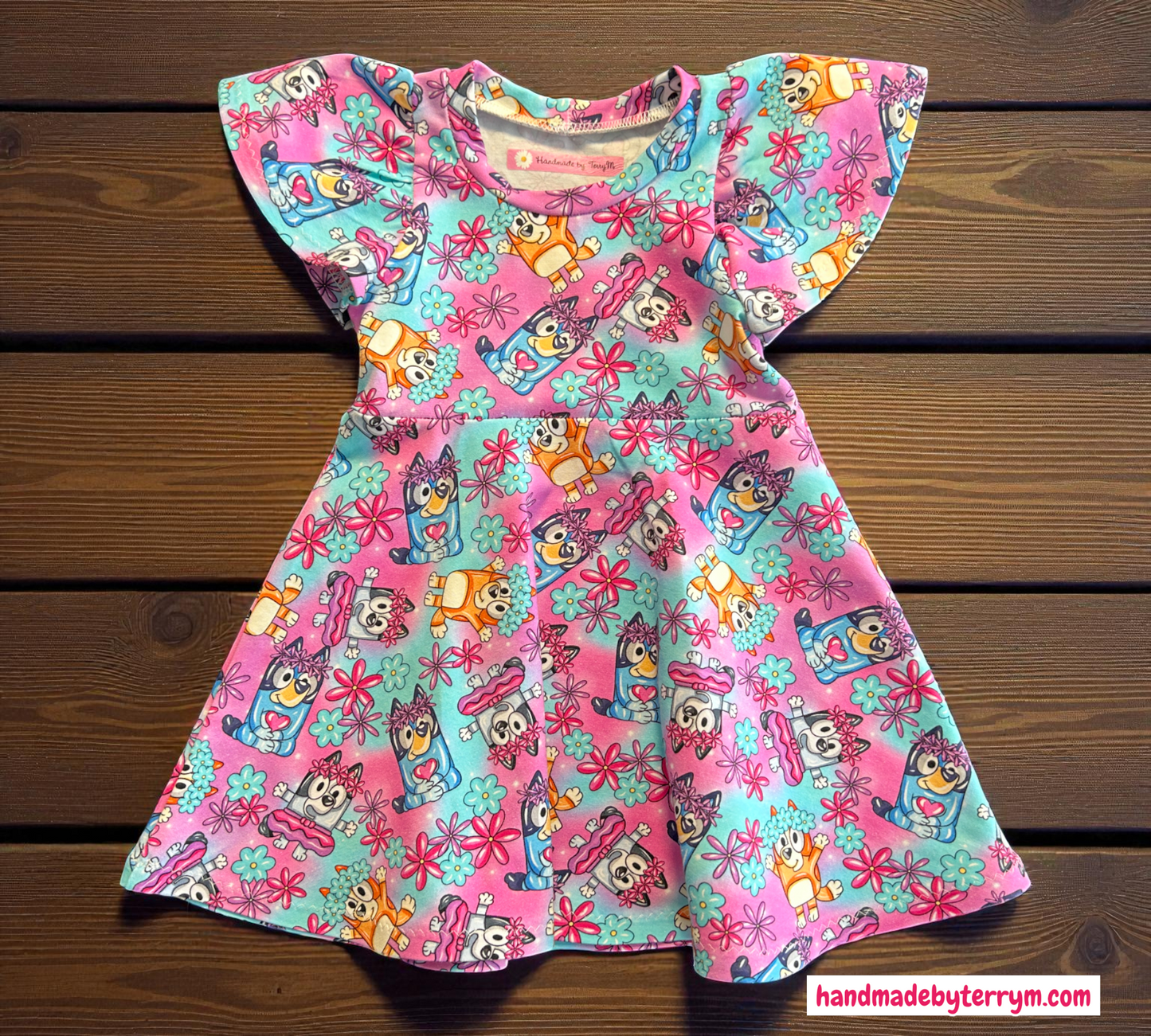(1331) Purple Blue Dog Dress - Size 1