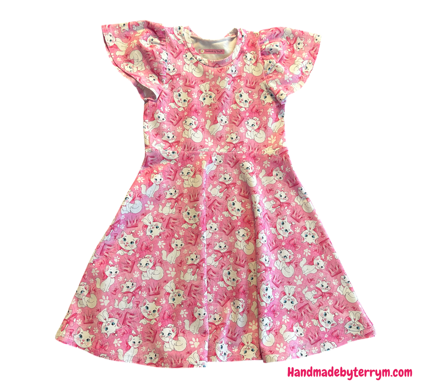 (1400) Sweet White Cat Dress - Size 7