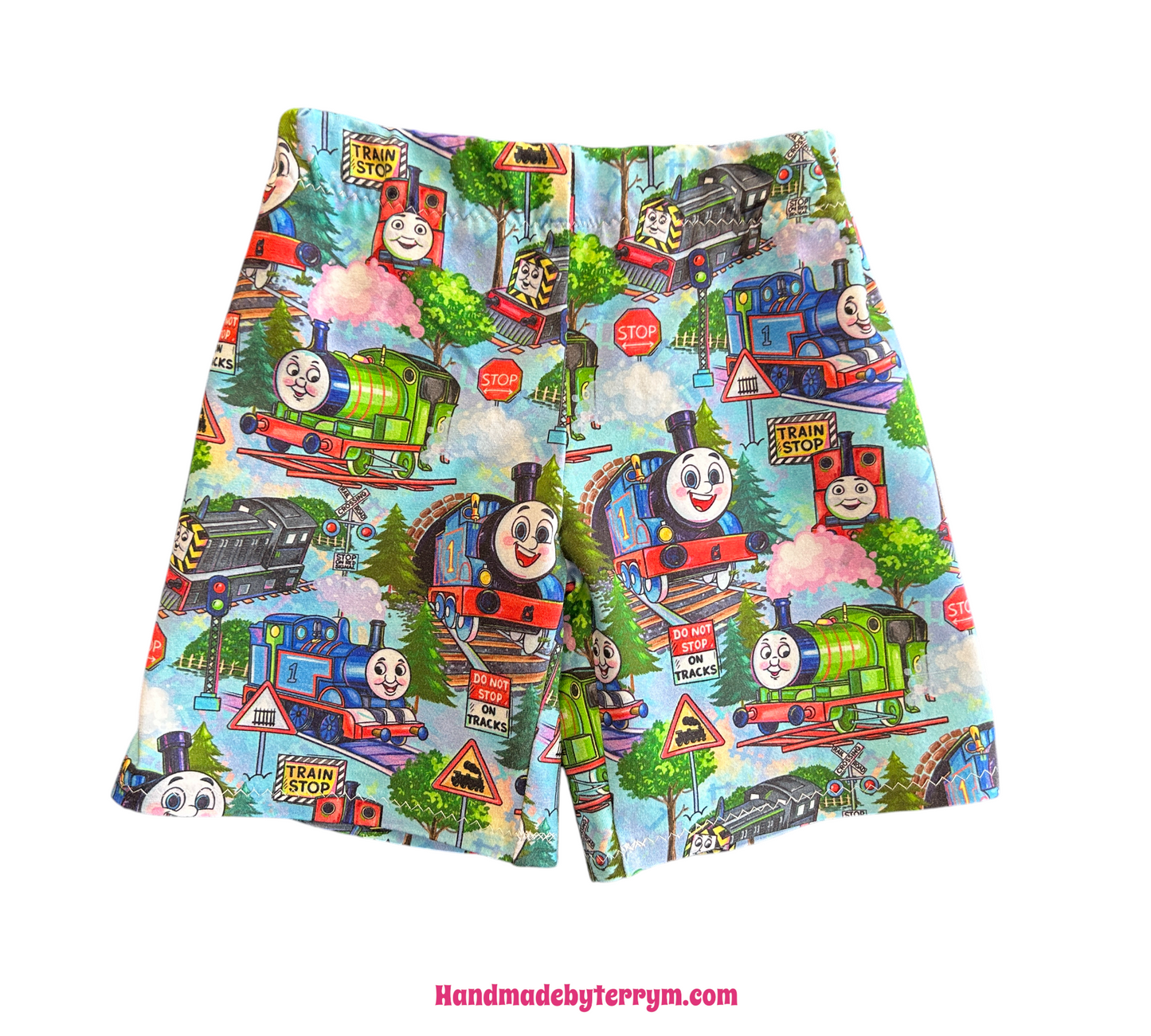 (1538) Character Trains T-Shirt & Shorts Set - Size 2
