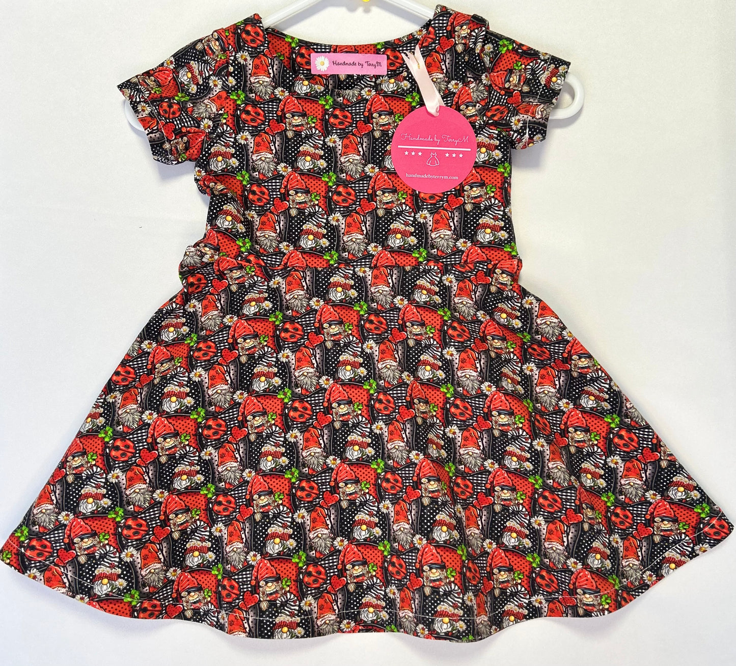 Red Gnomes and Ladybeetles Dress - Size 2