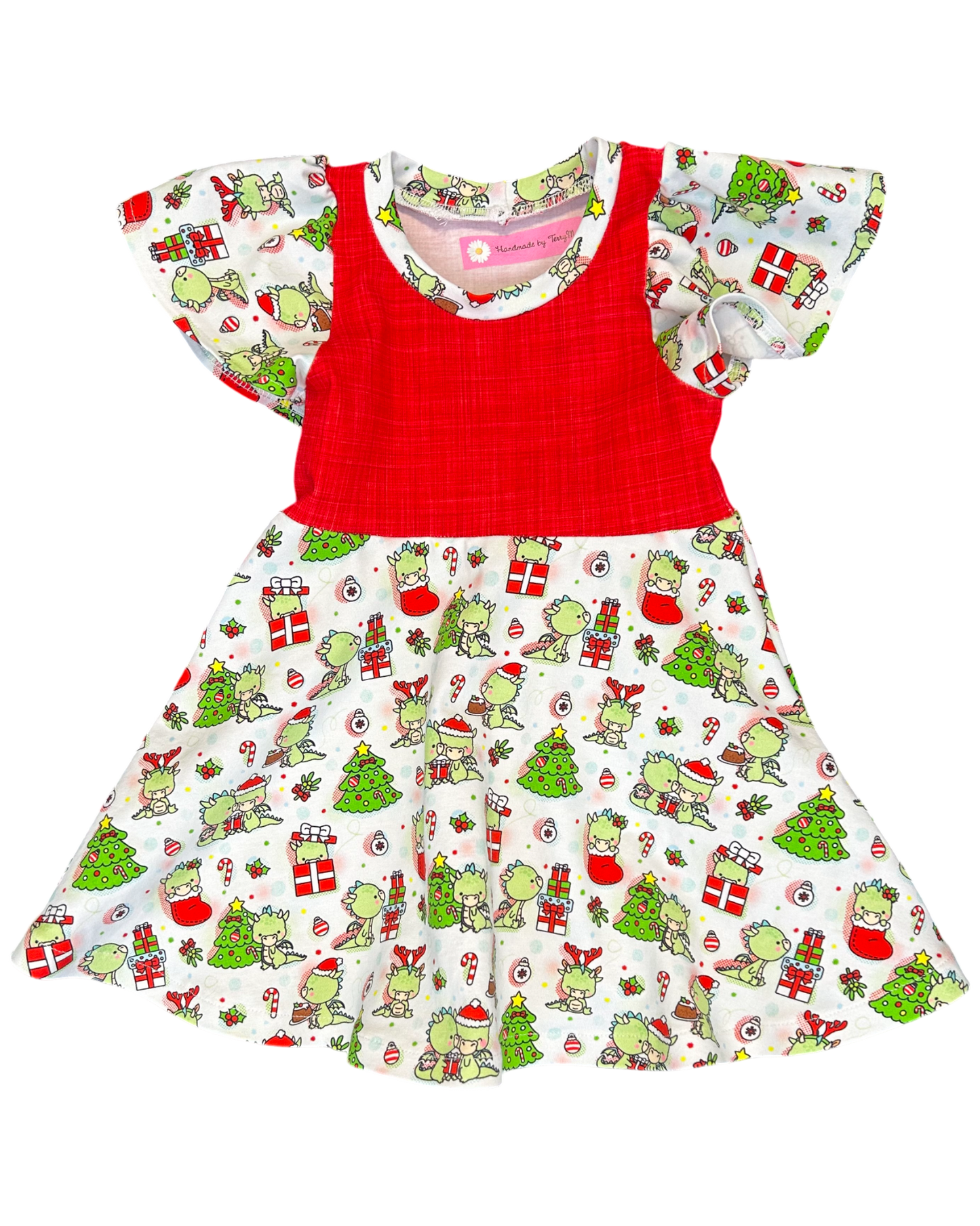SALE - Baby Christmas Dinosaur Dress - Size 1