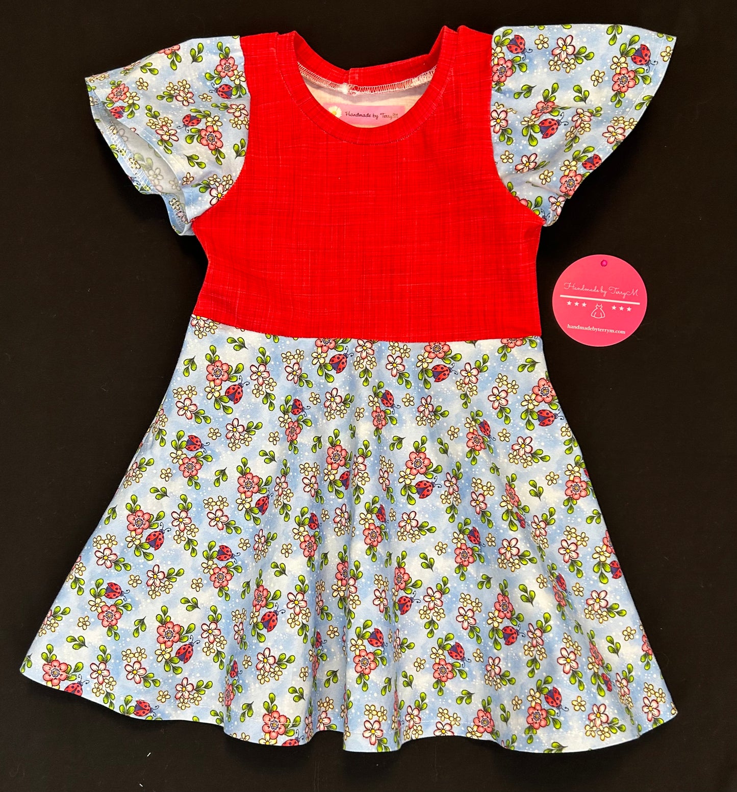 Ladybeetle & Flower Dress - Size 2