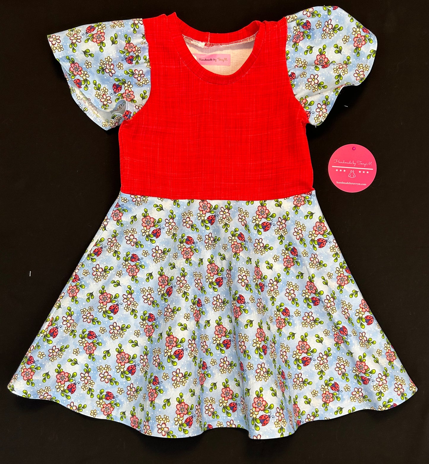 Ladybeetle & Flower Dress - Size 3