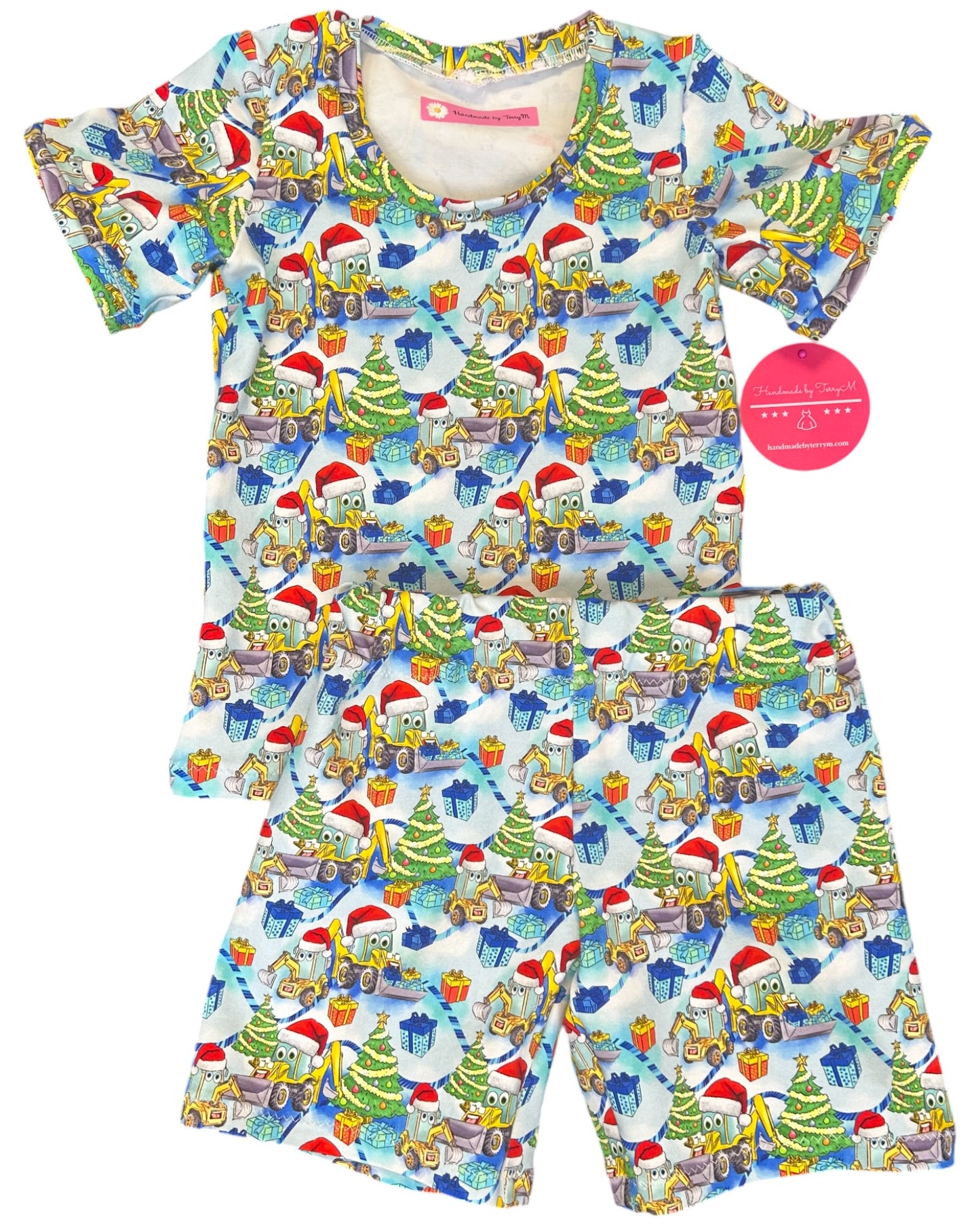 Blue Xmas Digger - T-Shirt & Shorts -Size 3