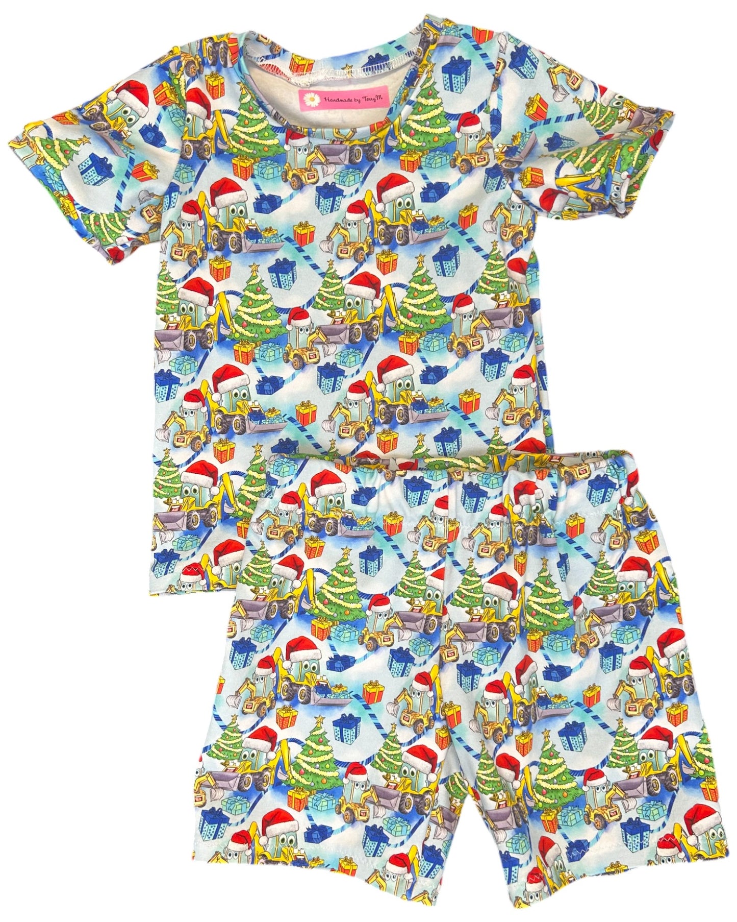 Blue Christmas Digger - T-Shirt & Shorts -Size 2