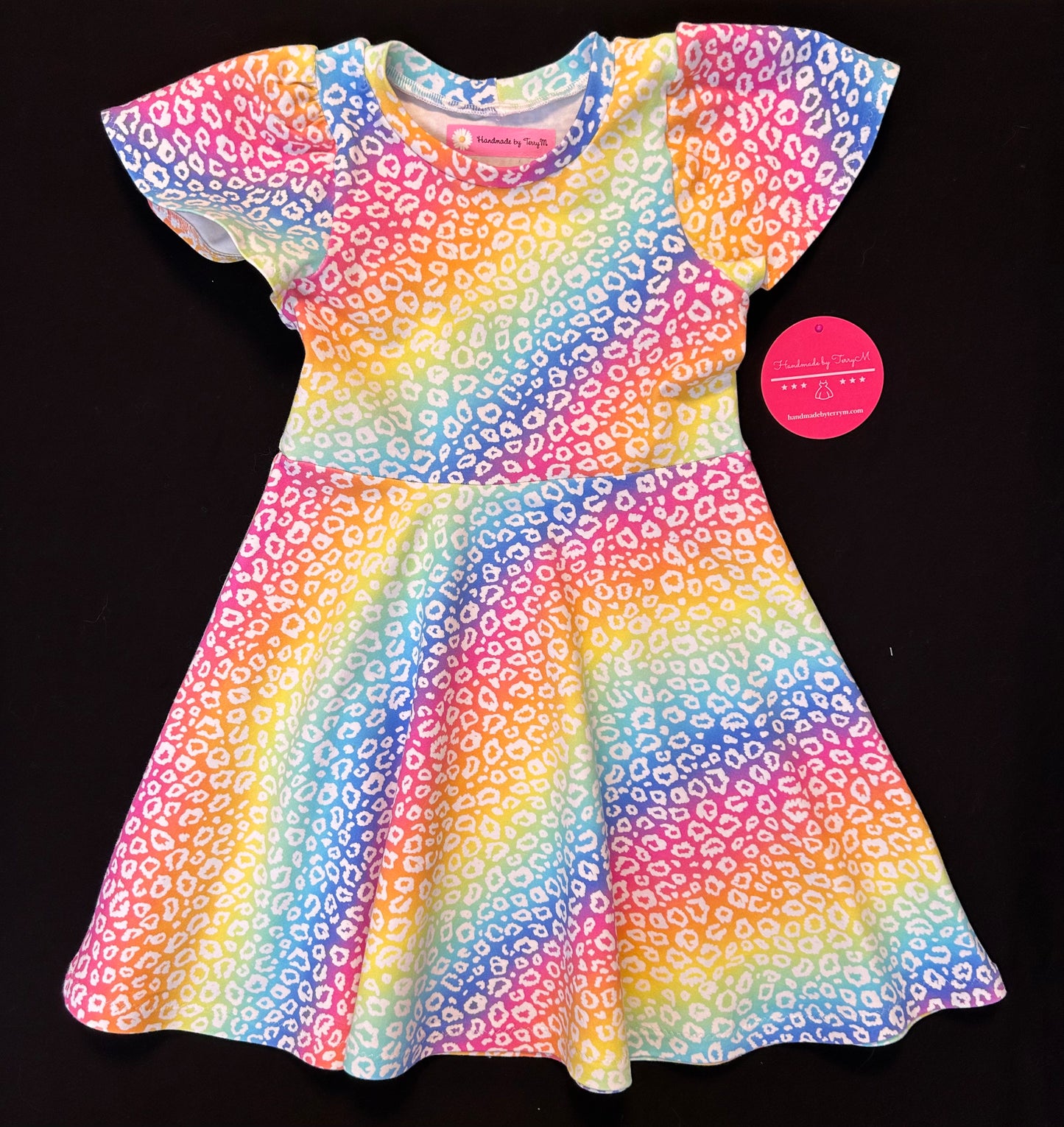 (0245) Rainbow Peeble Dress - Size 4