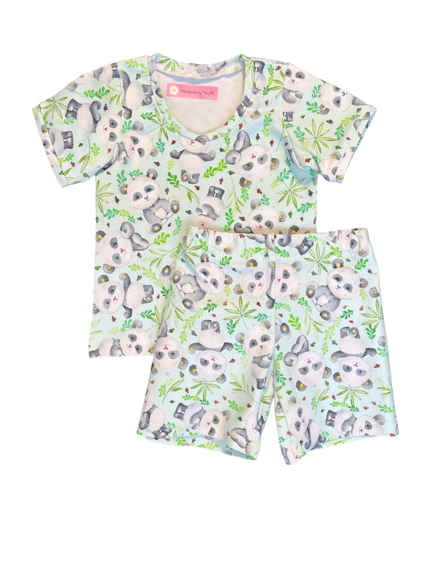 Green Panda T-Shirt & Shorts - Size 1