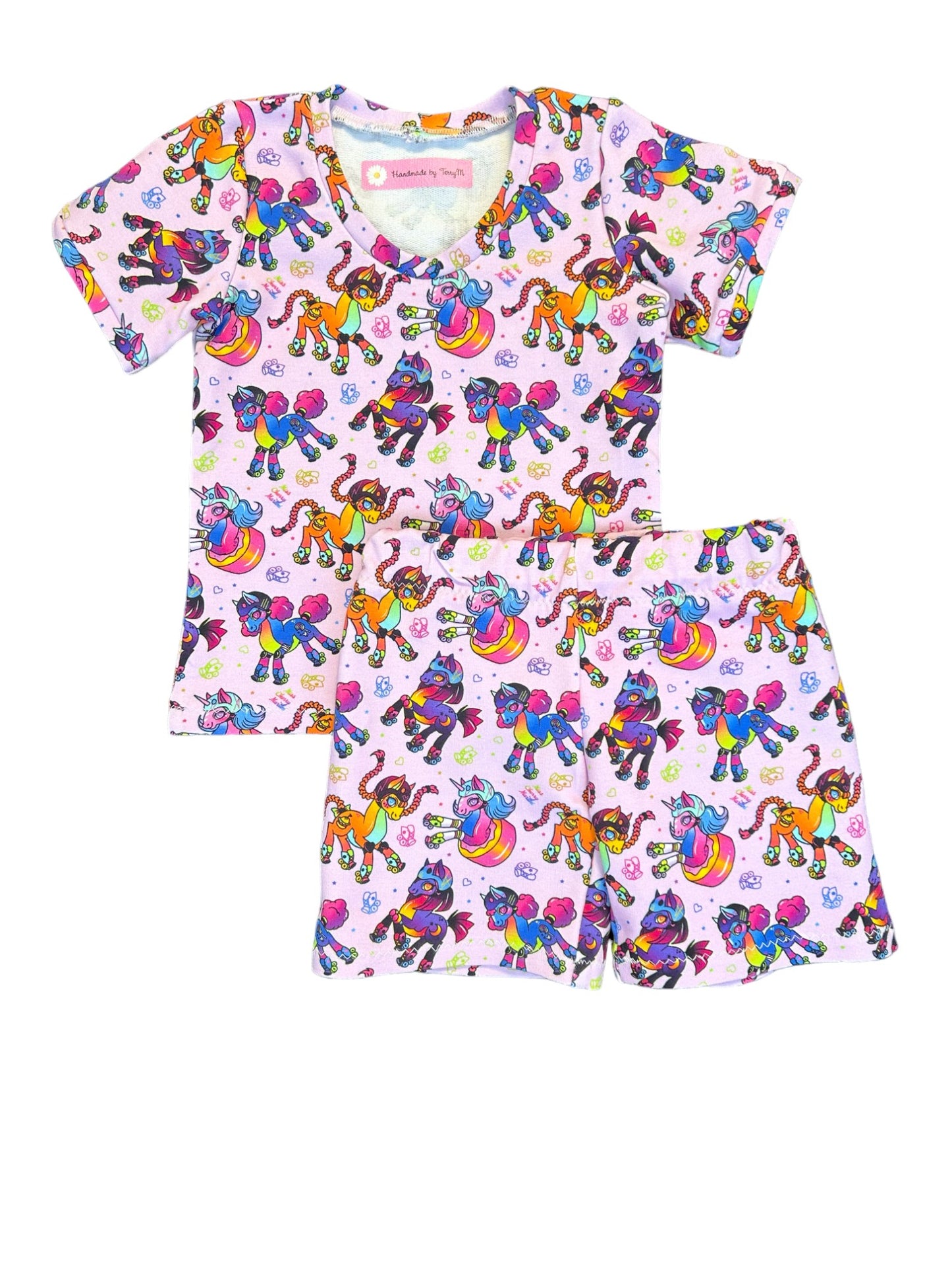 Roller Skating Ponies T-Shirt & Shorts - Size 1