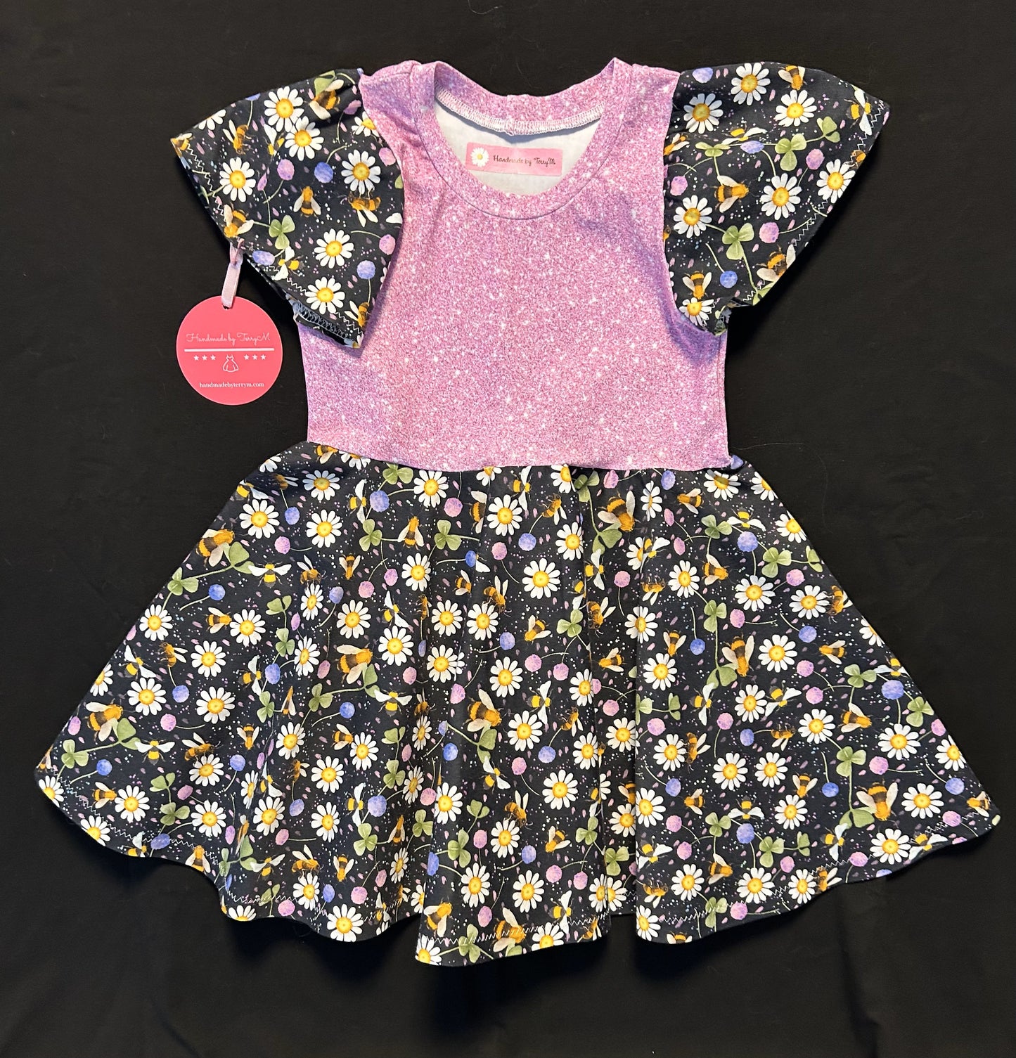 Bees and Flowers Twirly Dress - Size 3