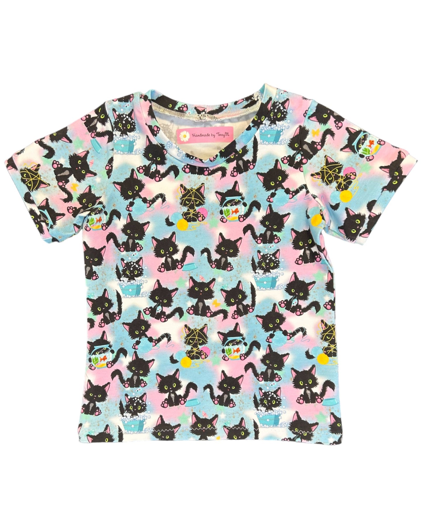 Cute Black Kitty T-shirt - Size 2
