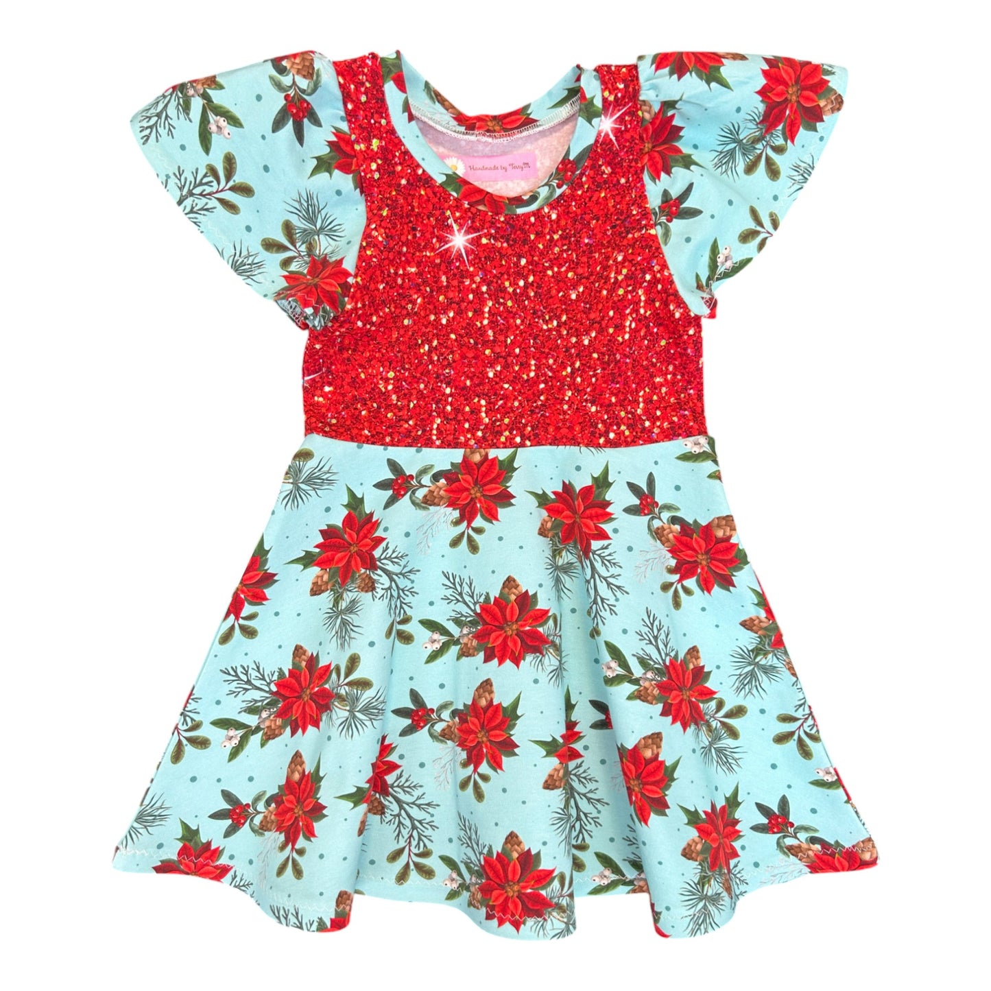 SALE - Red Flower Christmas Dress - Size 2