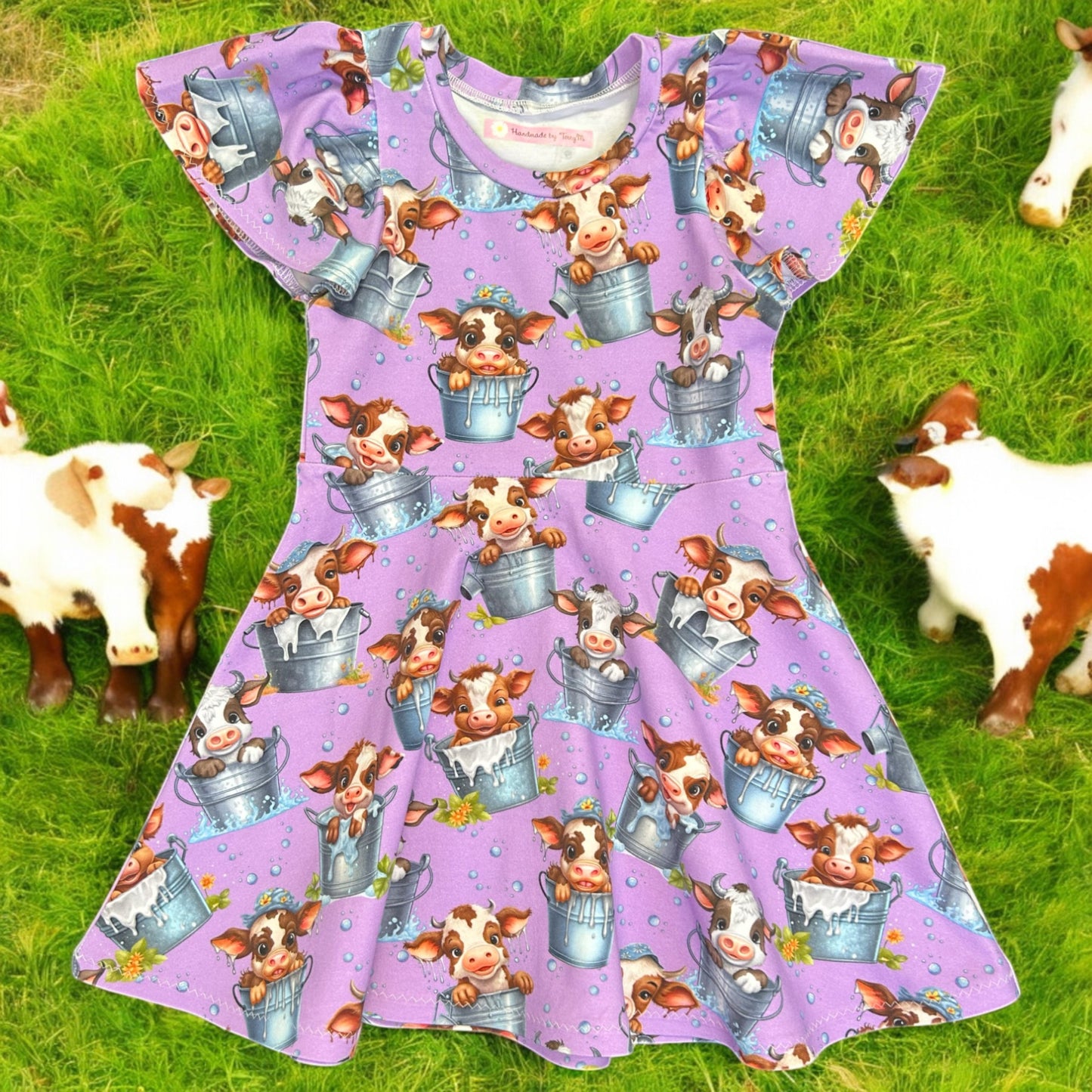 Cows in a Bucket (purple background) - Size 3