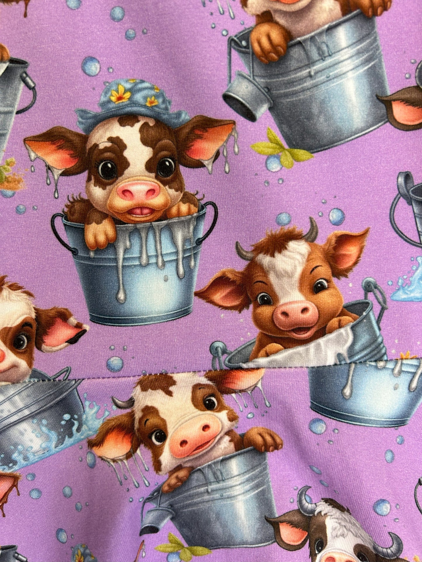 Cows in a Bucket (purple background) - Size 3