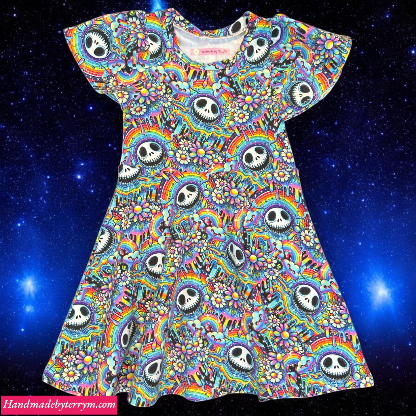Happy Colourful Skulls Dress - Size 4
