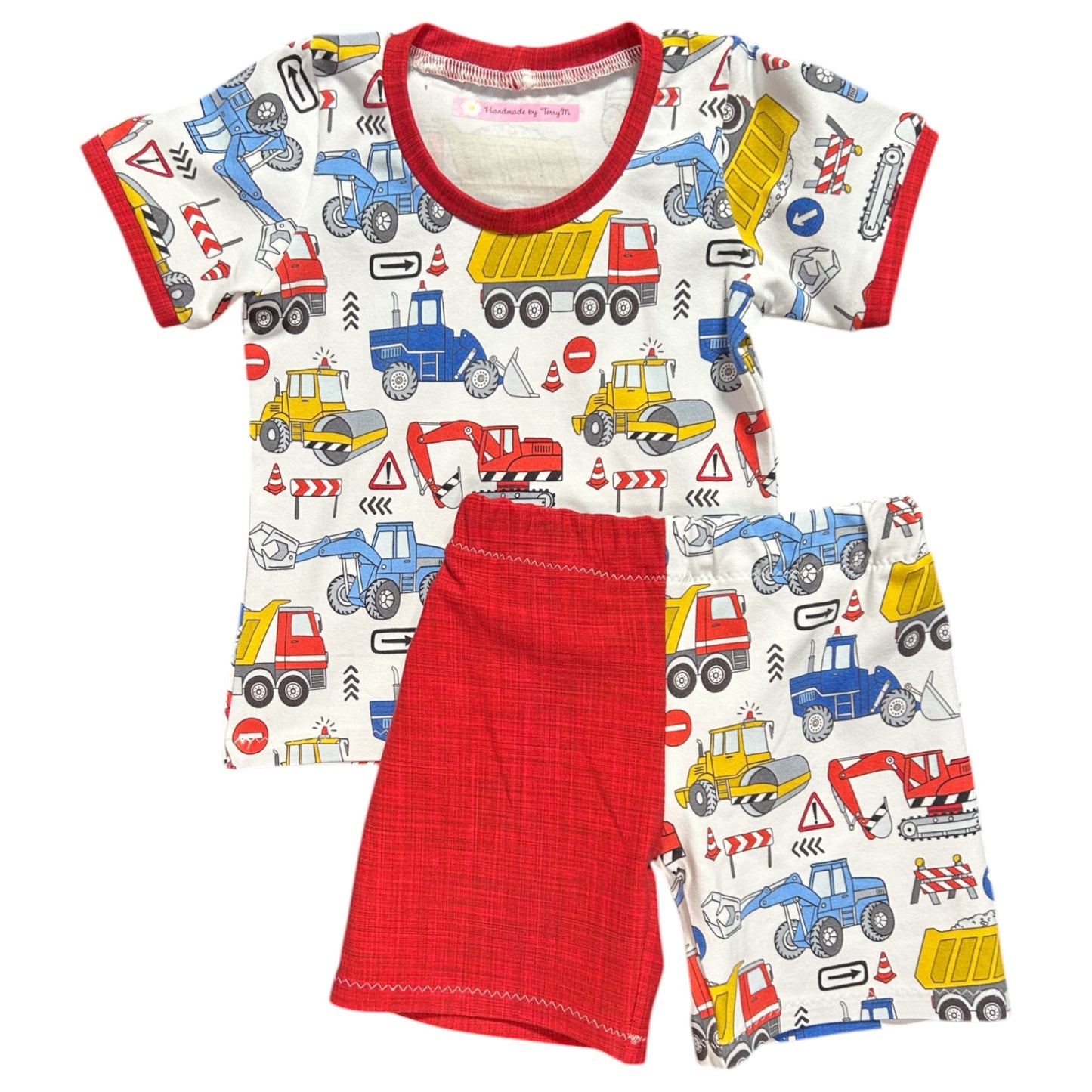 Digger T-Shirt & Shorts Set (white background) - Size 1