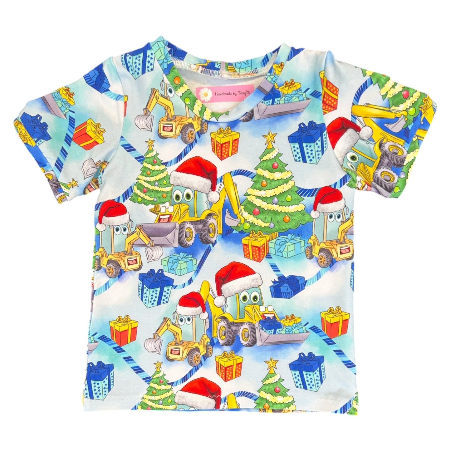 Blue Christmas Digger T-Shirt - Size 2
