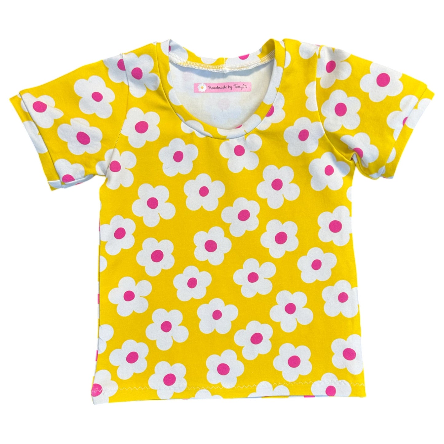 Yellow with White Flower T-shirt - Size 2