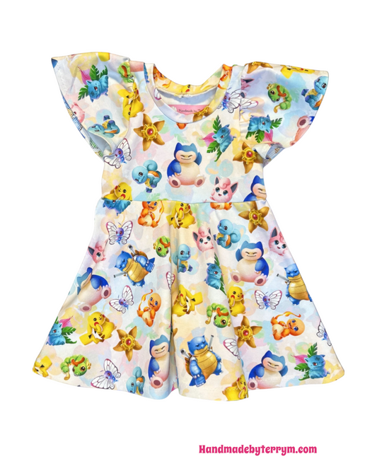 (1334) Baby Pocket Monster Dress - Size 1