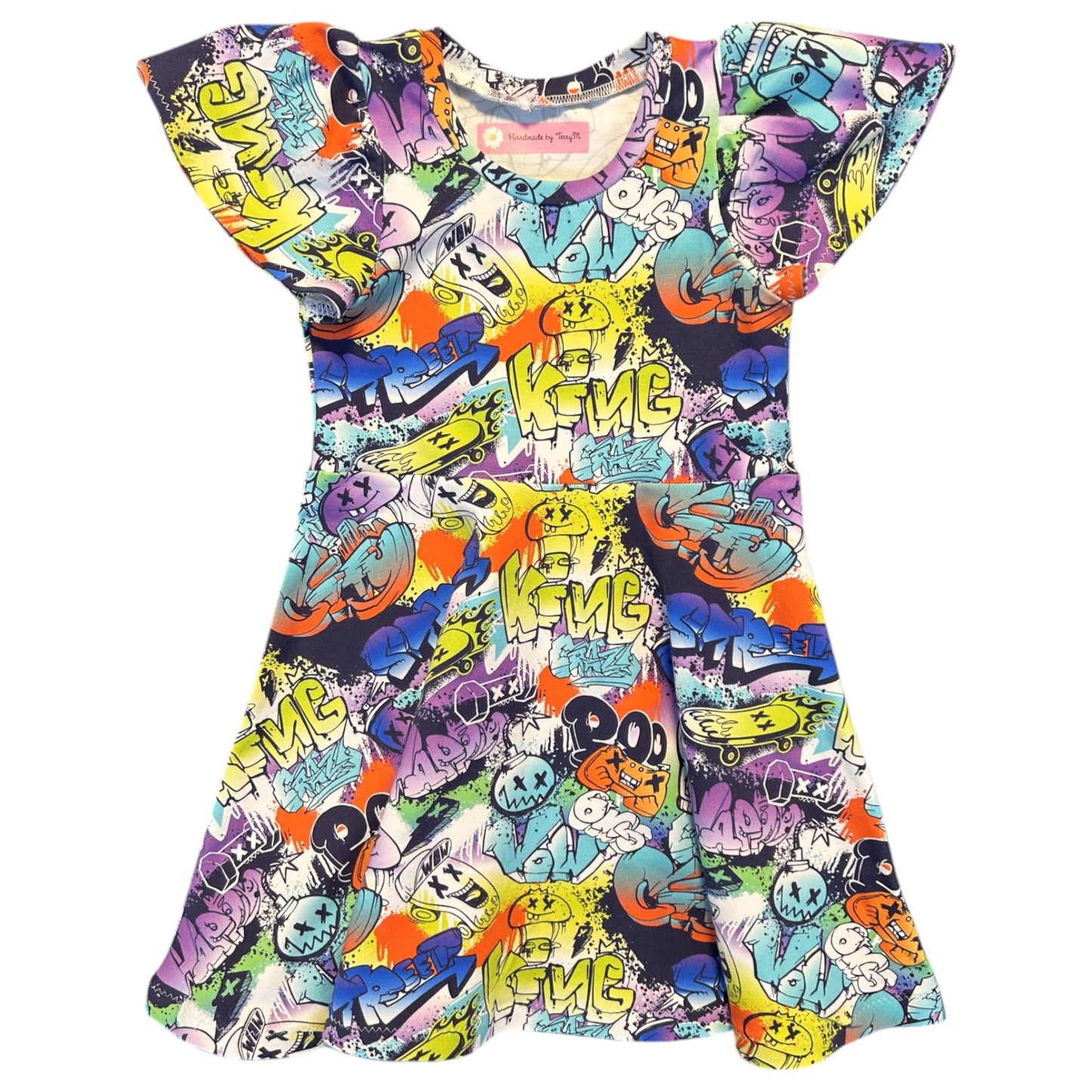 Colourful Graffiti  Dress - Size 4