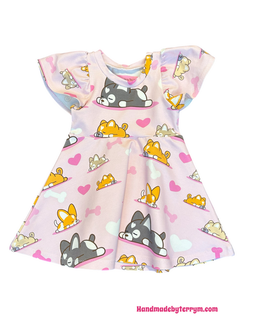 (0500) Sleeping Puppies Dress- Size 1