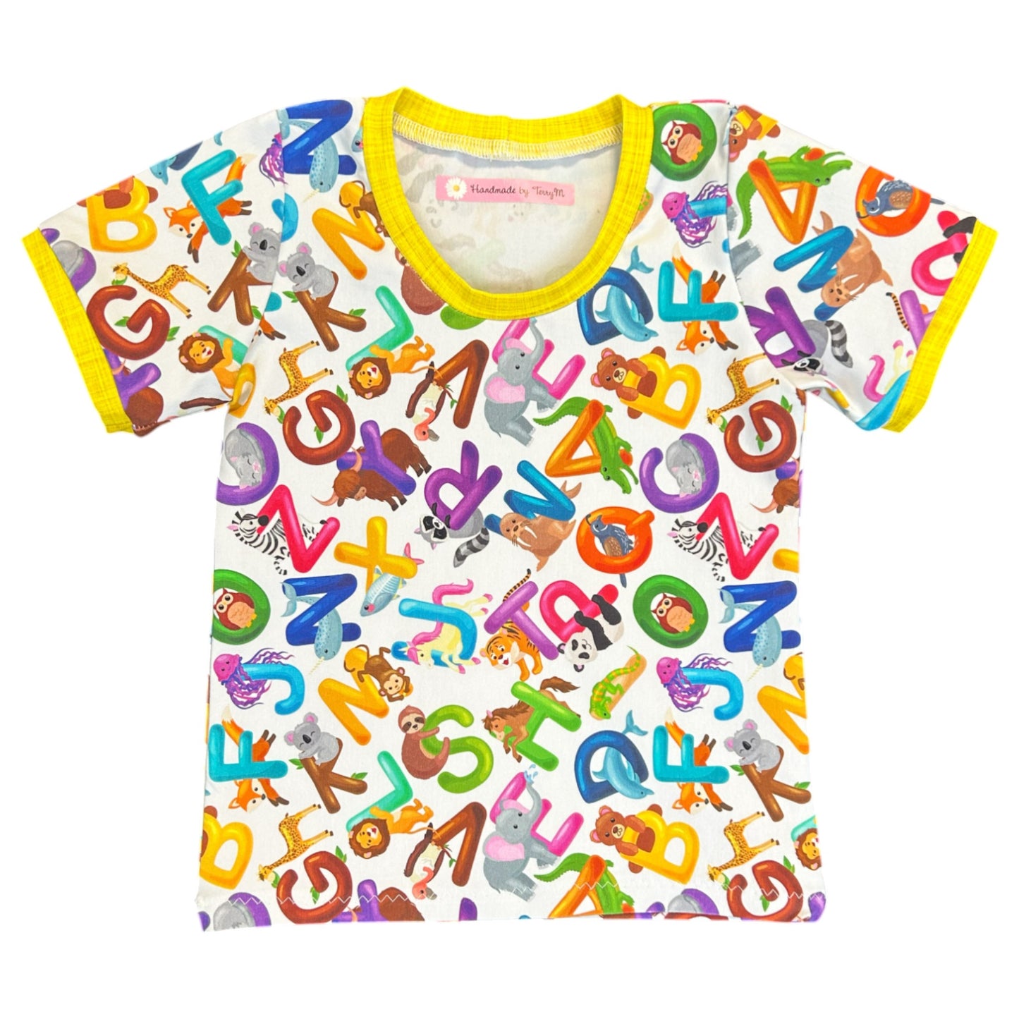 ABC baby outfit – size 1”
“Handmade alphabet T shirt and shorts set”
