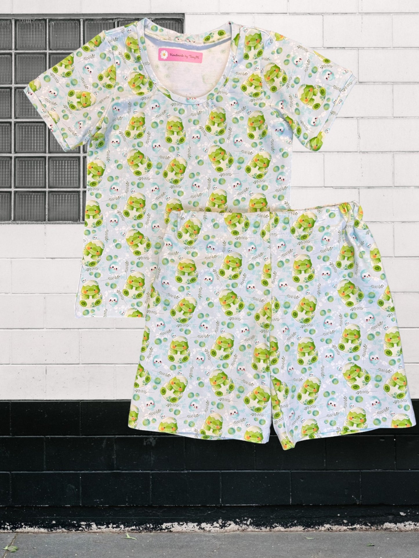 “Baby dinosaur toddler outfit – size 3”
“Handmade dino T shirt and shorts set”