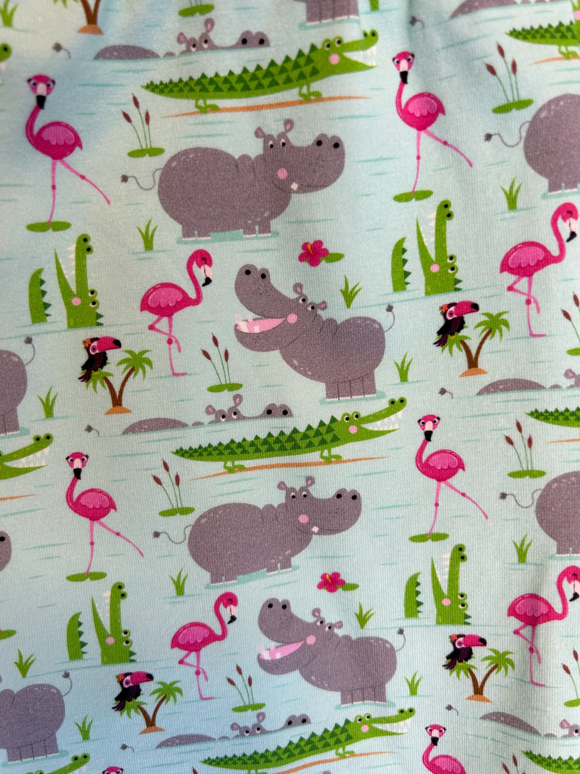 “Hippo and flamingo kids outfit – size 3”
“Handmade animal print T shirt and shorts set”