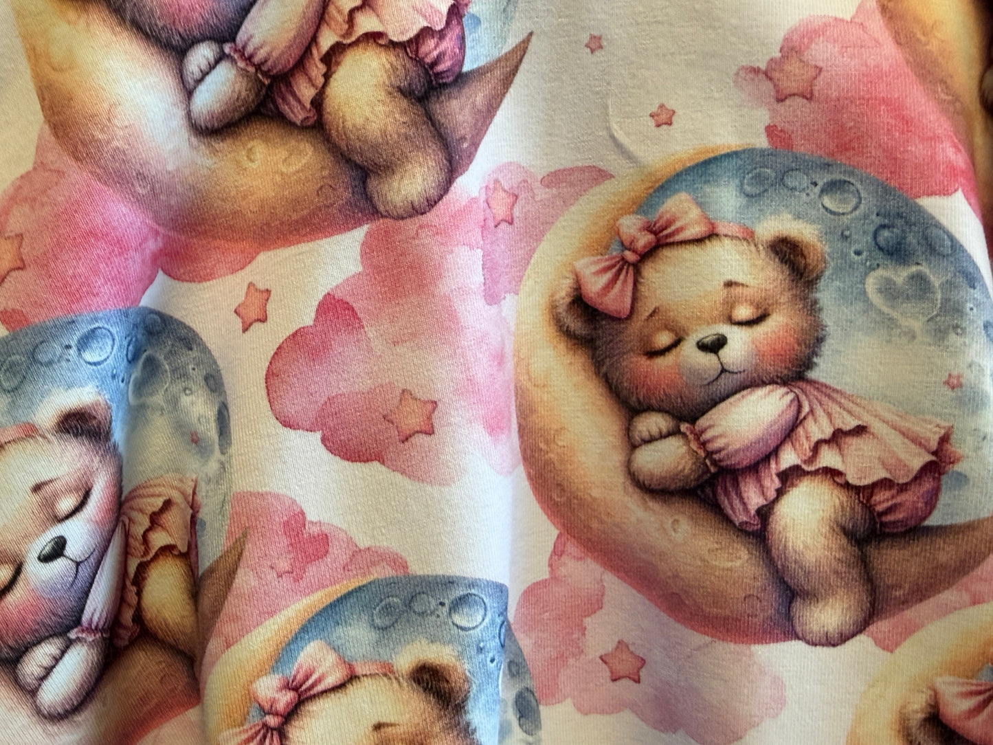 (1671) Adorable Sleeping Teddies Dress - Size 1