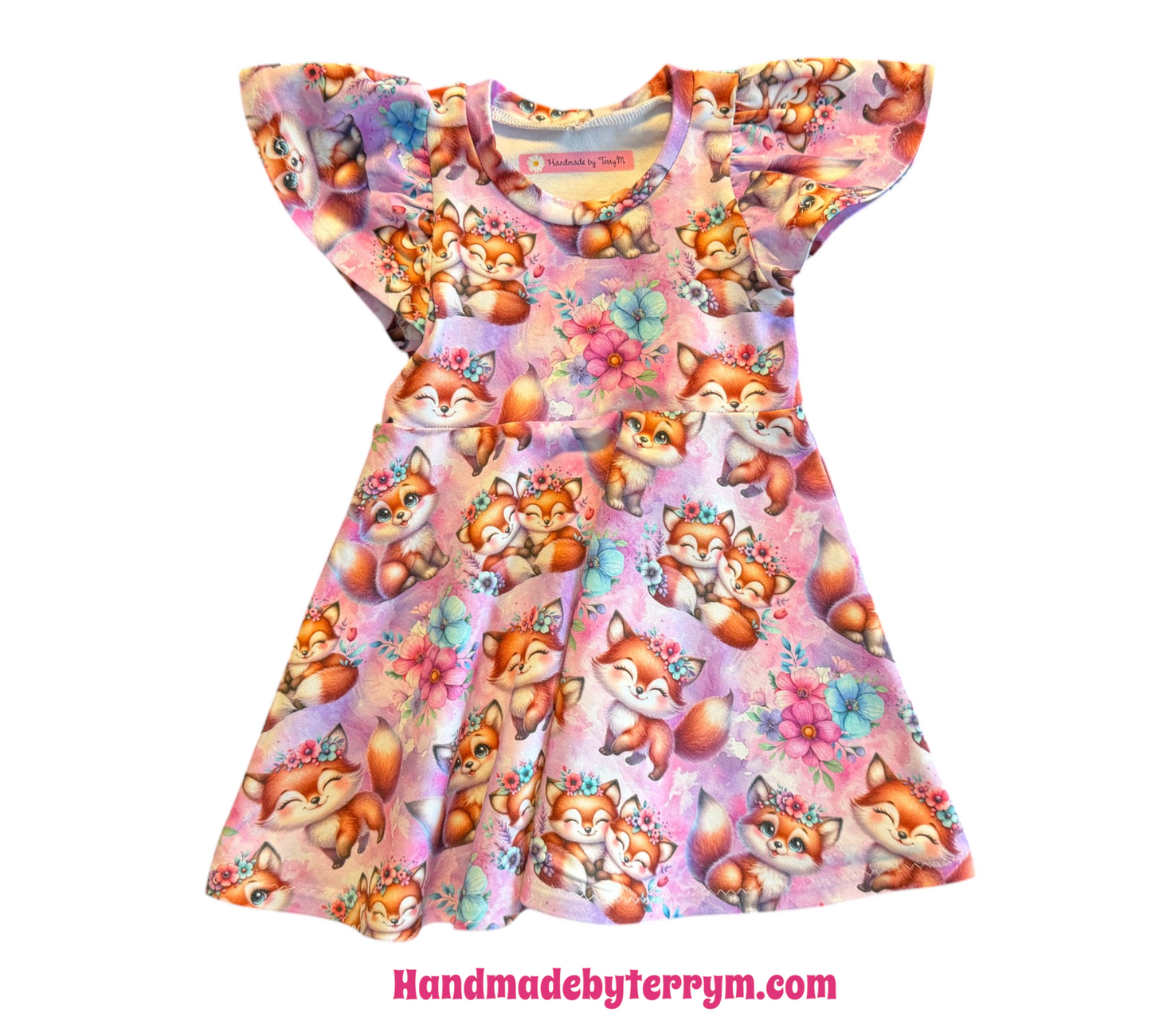 (1672) Whimsical Foxes Dress - Size 1