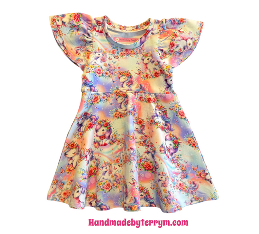(1669) Baby Unicorn Dress - Size 1