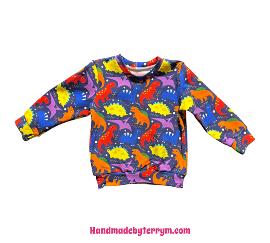 (1678) Colourful Dino Jumper - Size 1
