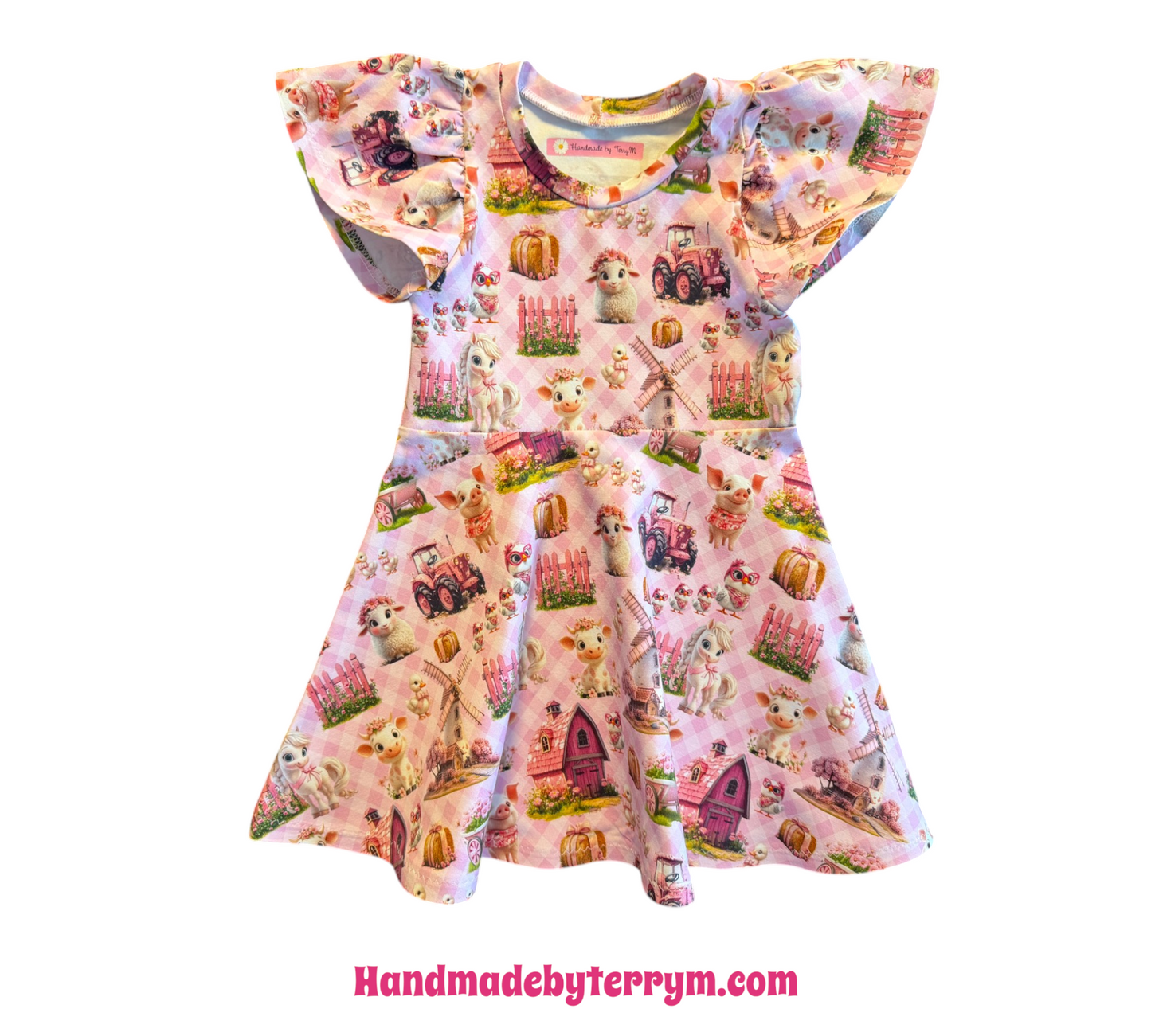 (1677) Pink Farm Dress - Size 2