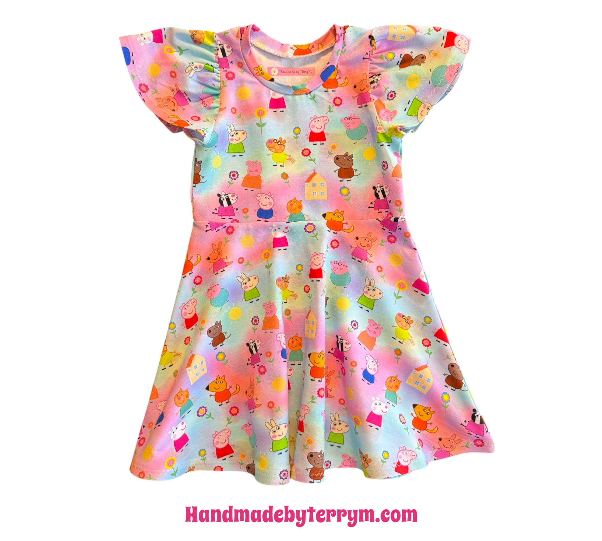 Pig character toddler dress size 3”
“Handmade colourful pig dress
