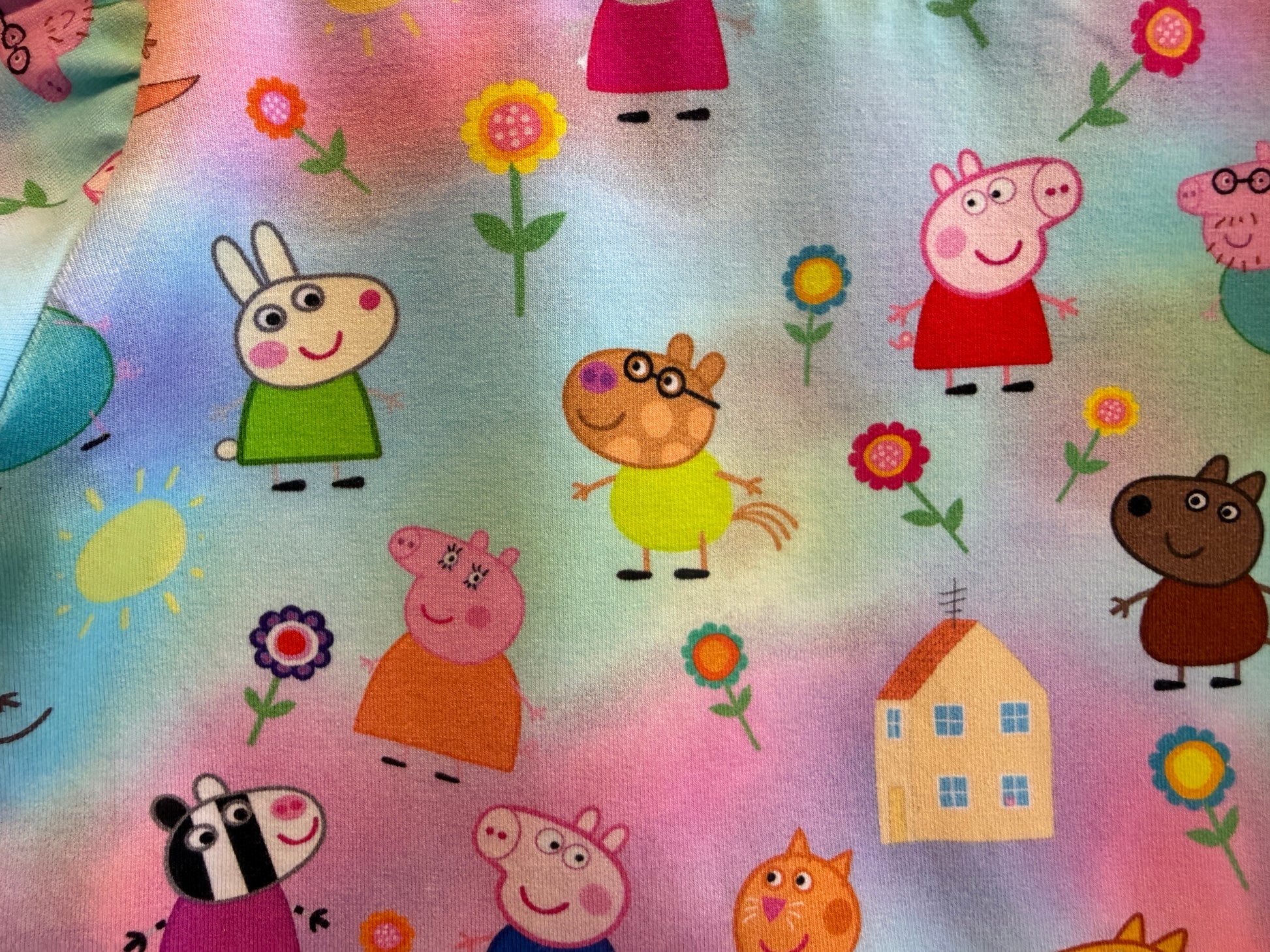 Pig character toddler dress size 3”
“Handmade colourful pig dress
