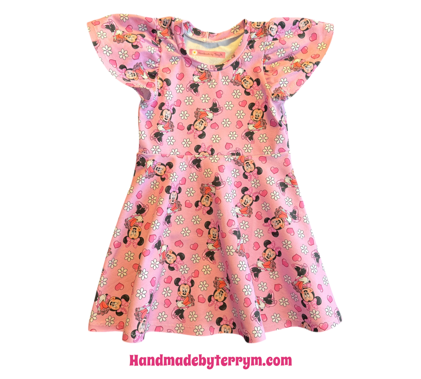 Pink mouse girls dress size 2”
“Handmade mouse print kids dress
