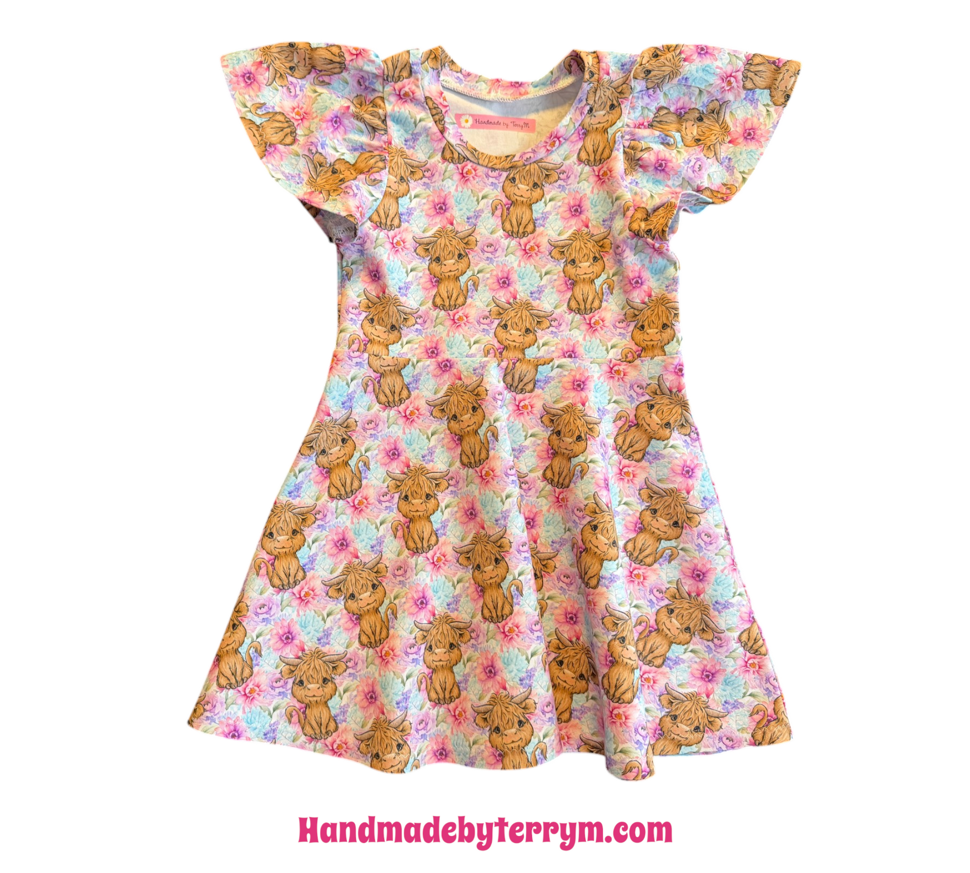 Handmade cow print girls dress”