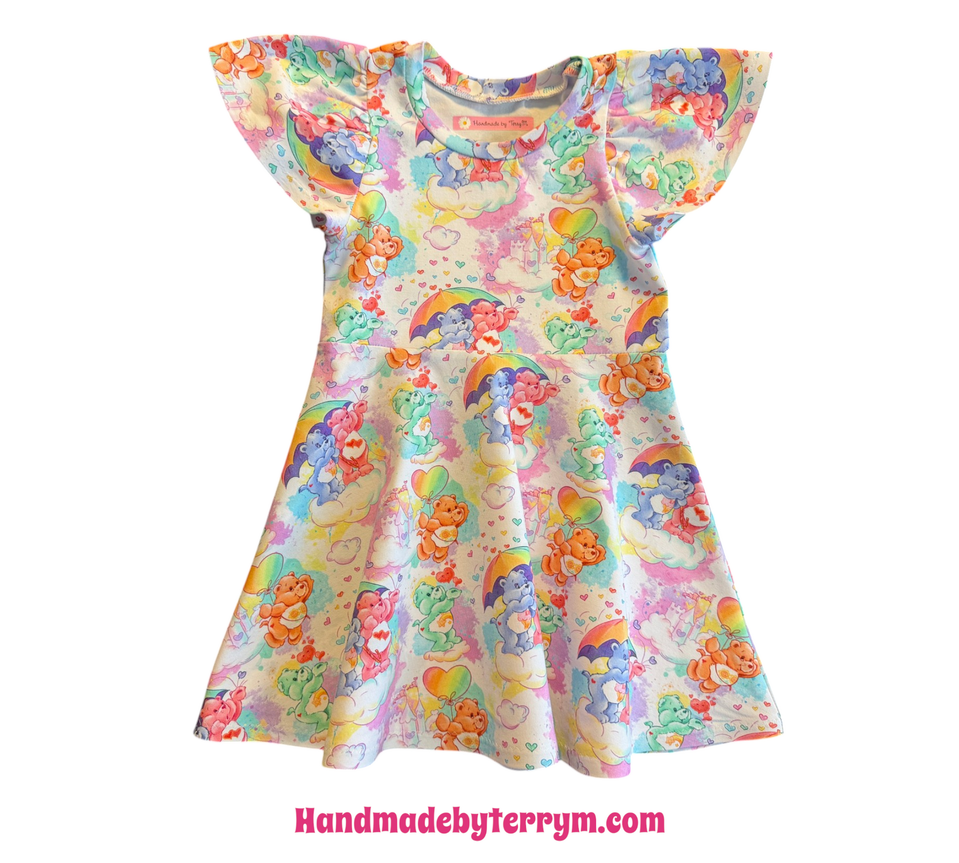 “Colourful bear baby dress size 2”
“Handmade multicolour bear toddler dress”

