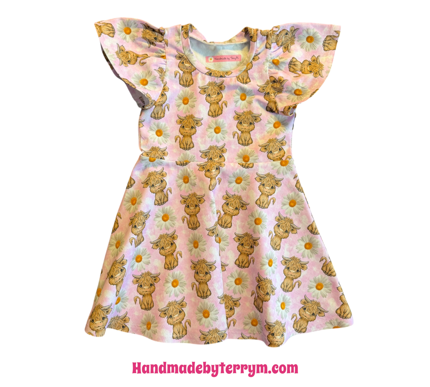 “Pink highland cow toddler dress size 2”
“Handmade cow print girls dress”
