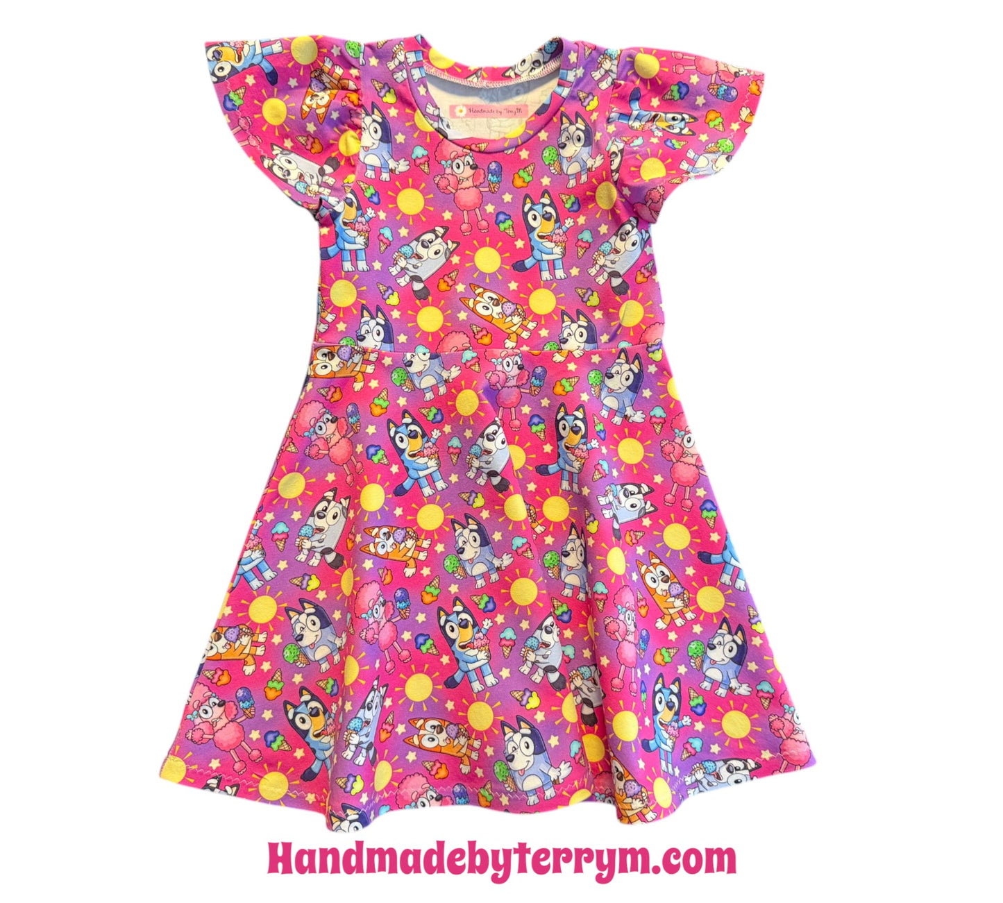 (1737) Ice Cream Blue Dog Dress – Size 4