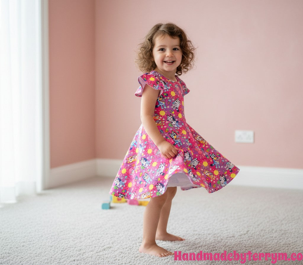 (1737) Ice Cream Blue Dog Dress – Size 4