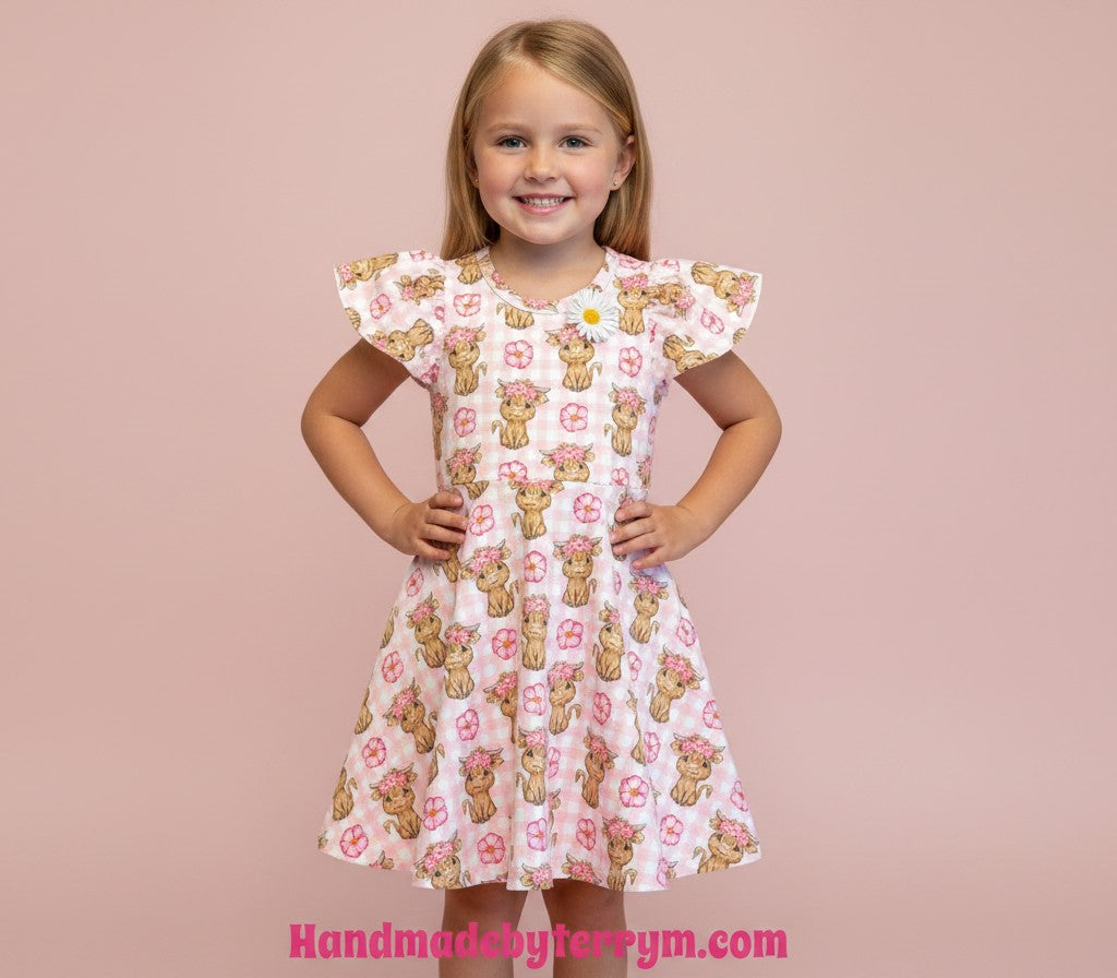 (1736) Pink Cow Dress - Size 4
